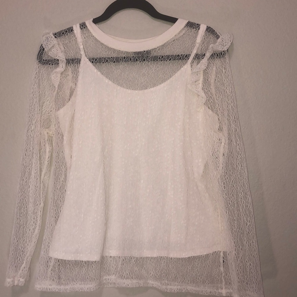 Who What Wear layered lace shirt